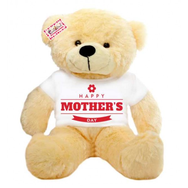 2 feet big peach teddy bear wearing Happy Mothers Day flower T-shirt